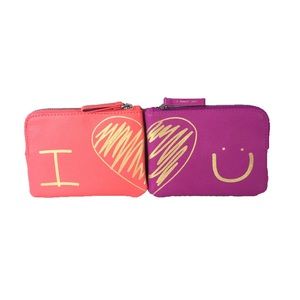 NWT “I Love You” Cosmetic Zip Pouch Set of 2